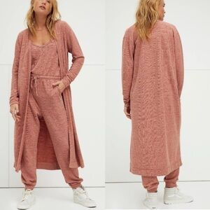 Free People BiCoastal Duster Cardigan Sweater Long Paprika Pink Size Small‎ Boho